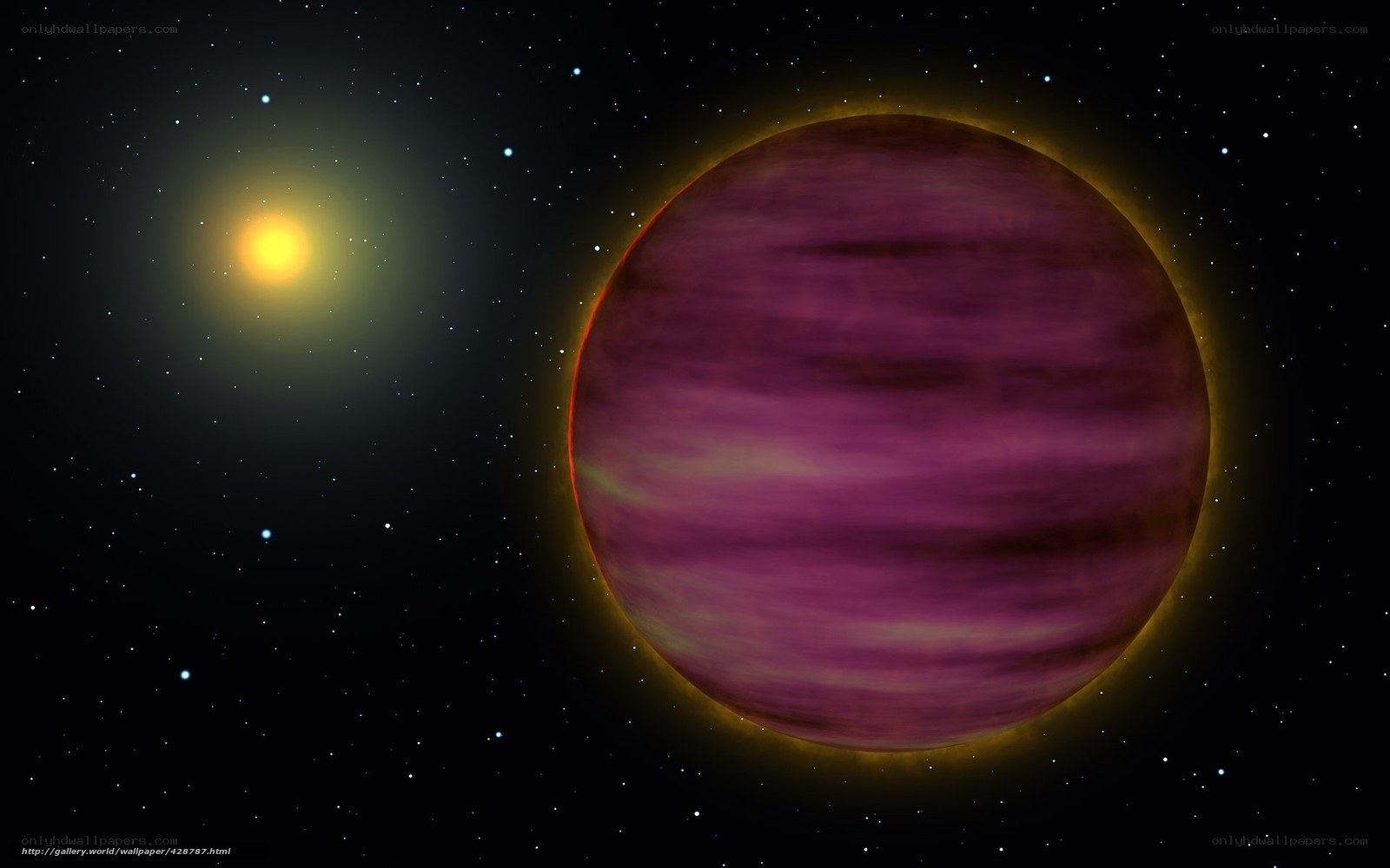 Purple planet with star