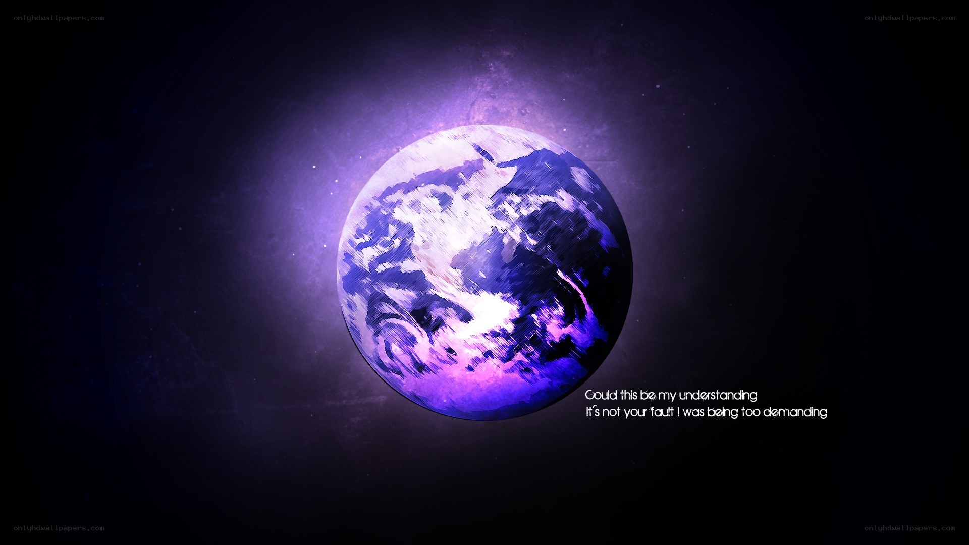 purple planet with text