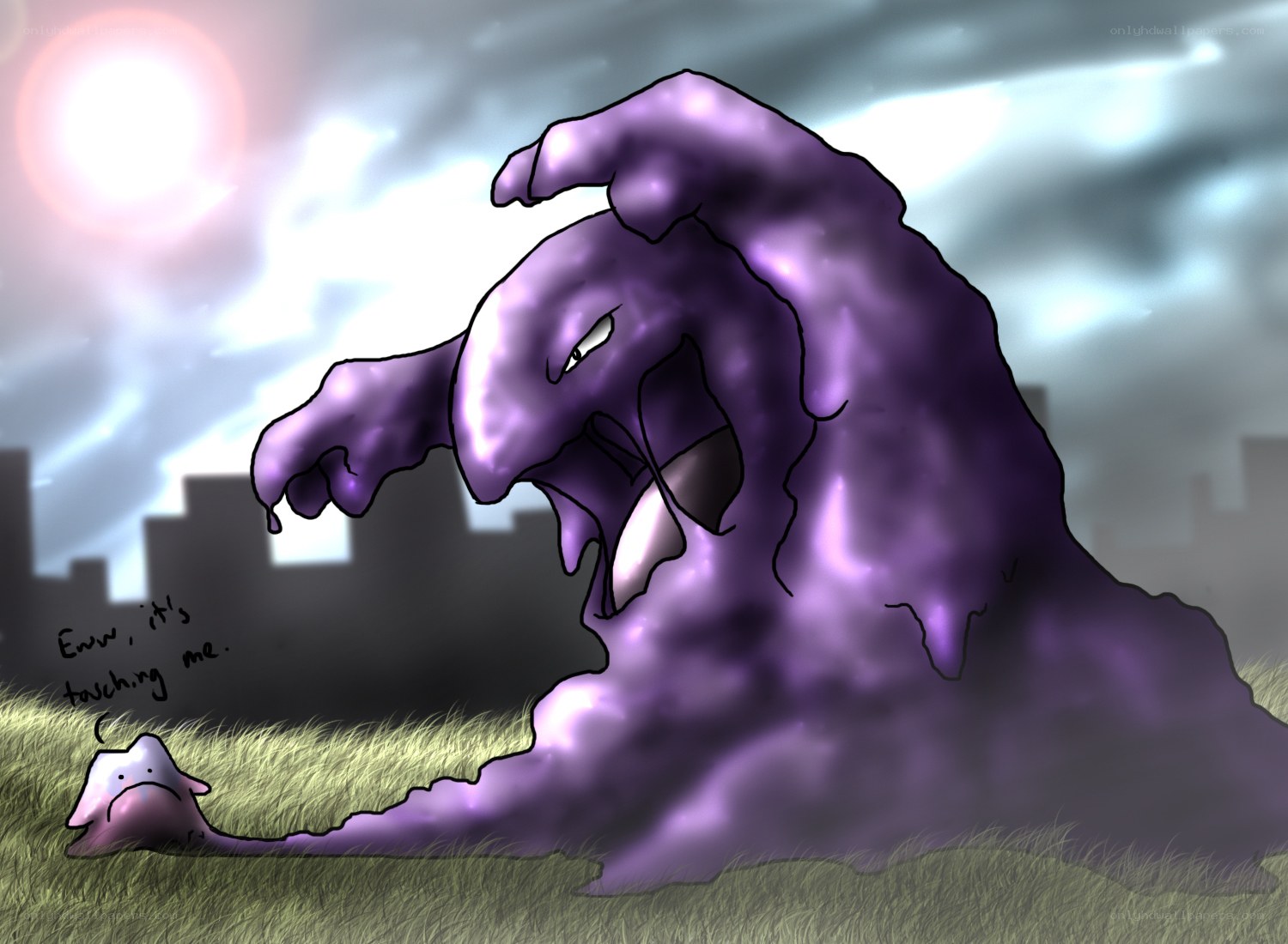 Purple Pokémon in a field
