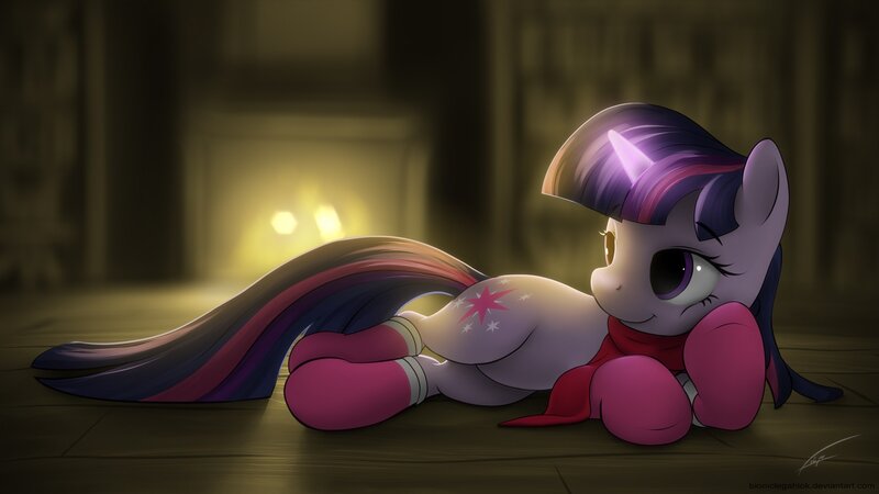 Purple Pony Lying Down