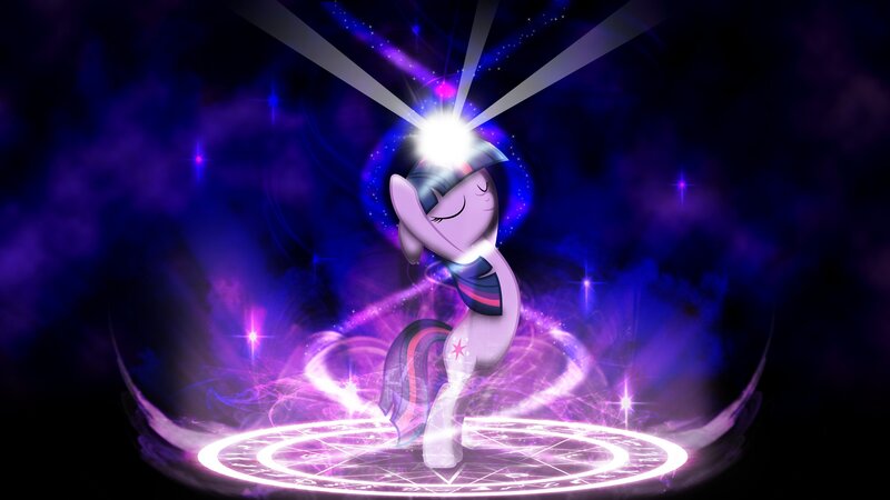Purple Pony with Glowing Horn — Dramatic, Night