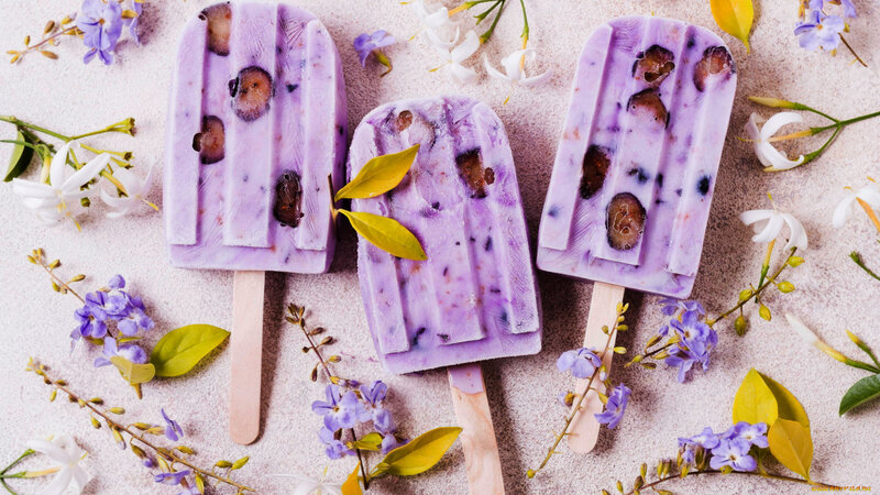 Purple Popsicles with Berries
