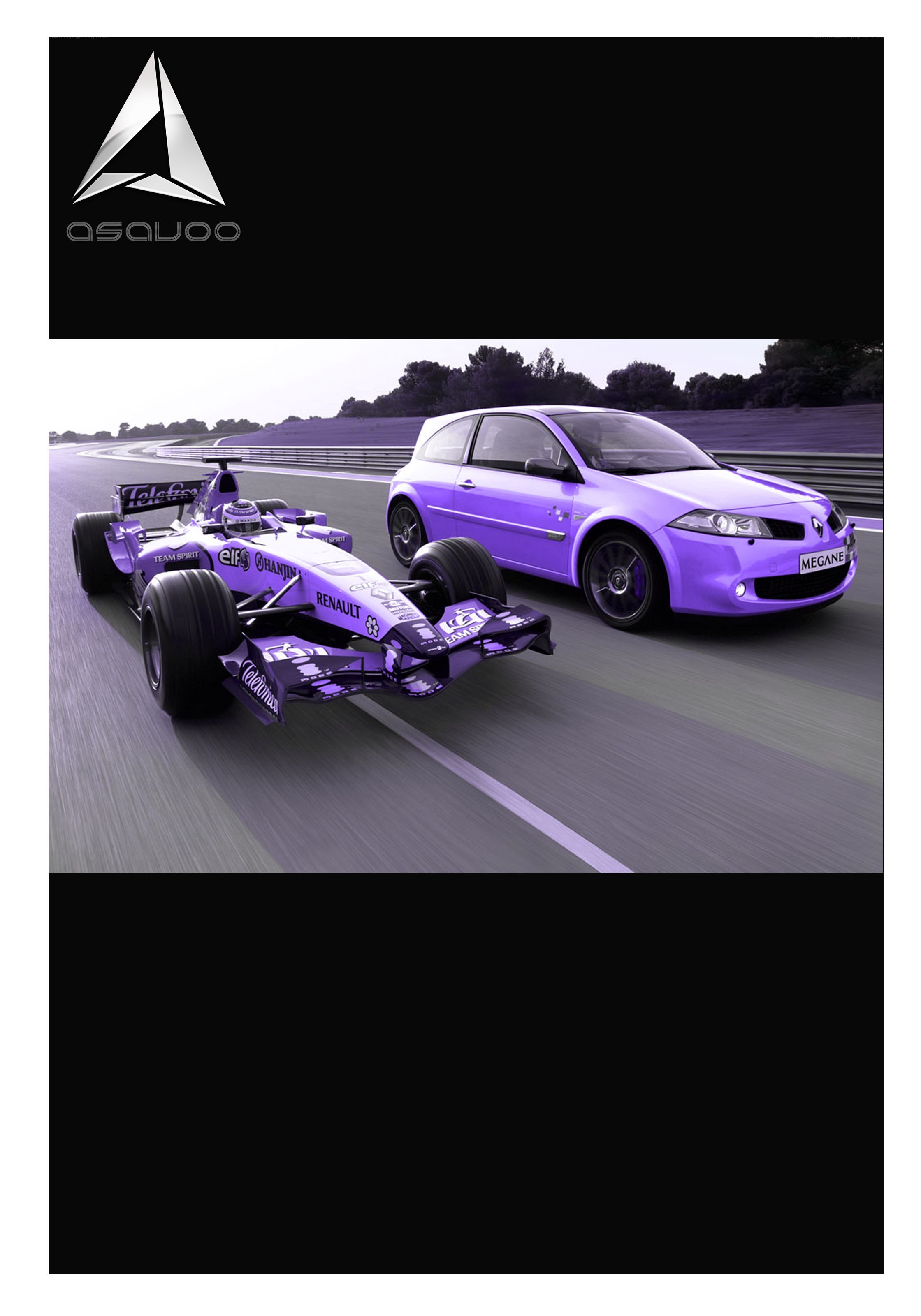 Purple race car and hatchback