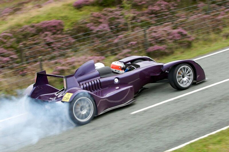 Purple race car drifting