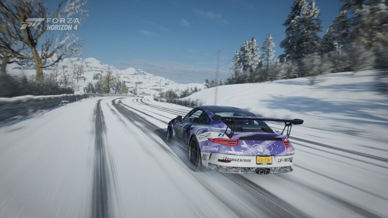 Purple Race Car on Snow