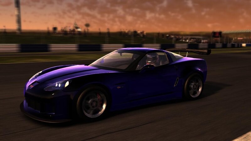 Purple race car on track