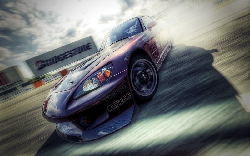 Purple race car on track