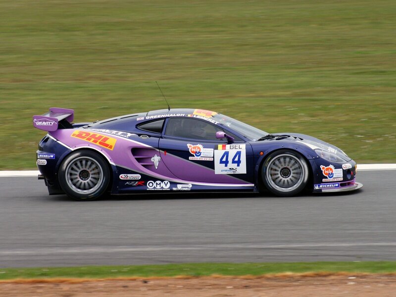 Purple race car on track