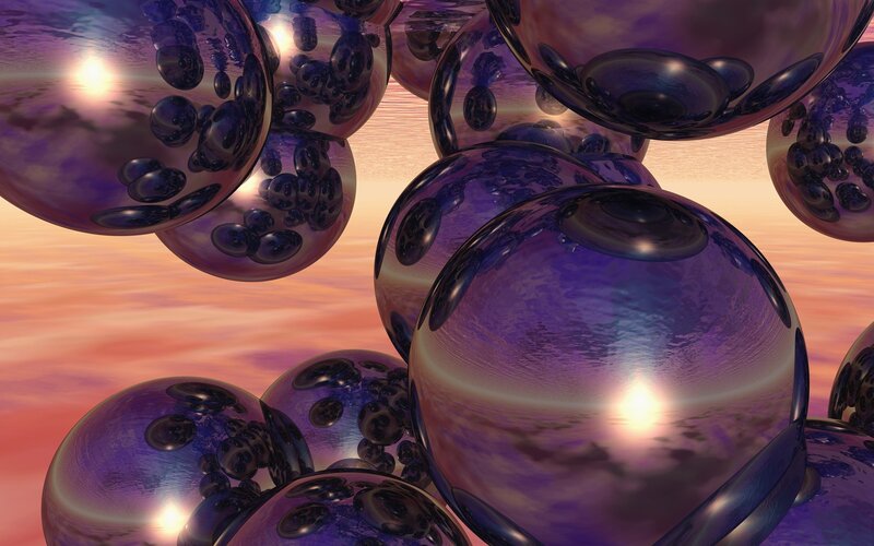 Purple Reflective Spheres