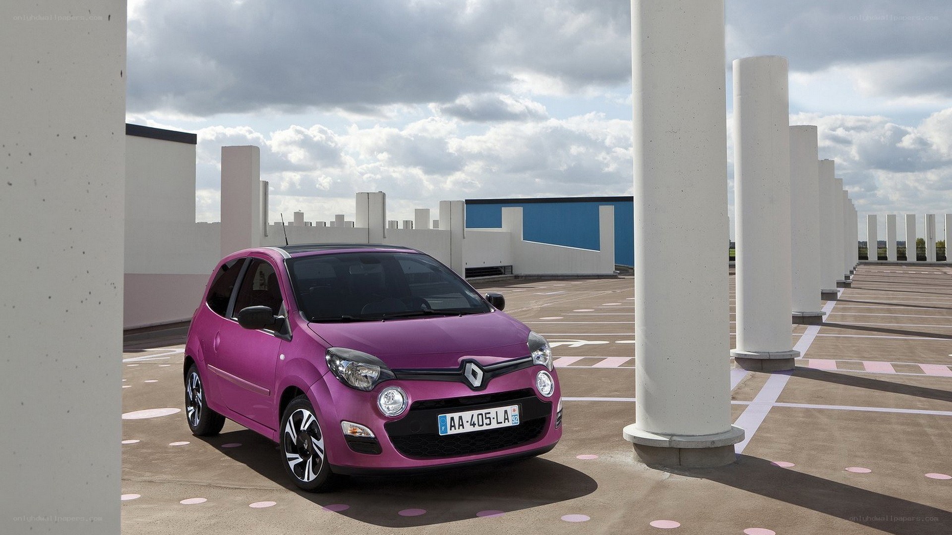 Purple Renault Twingo parked