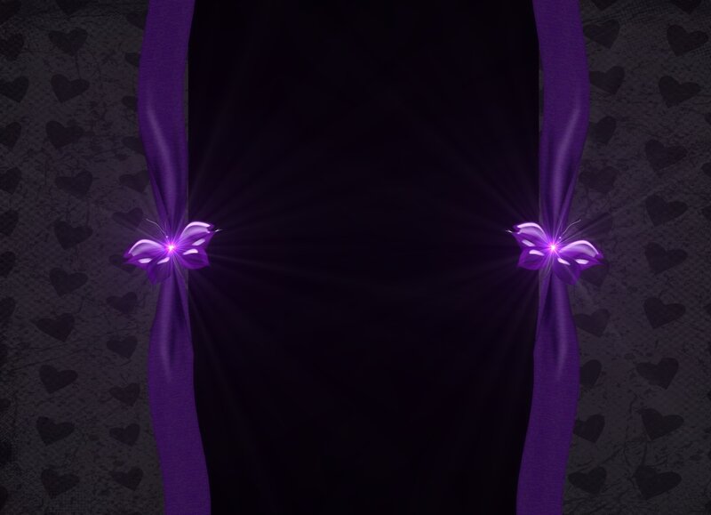 purple ribbon hearts background