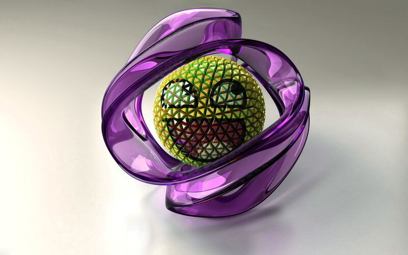 Purple ring around green sphere