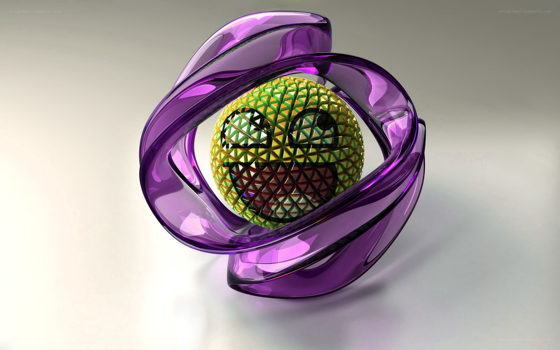 Purple ring around green sphere