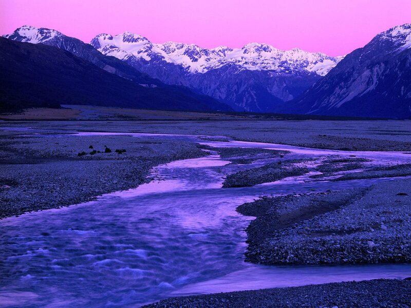 Purple river at dusk