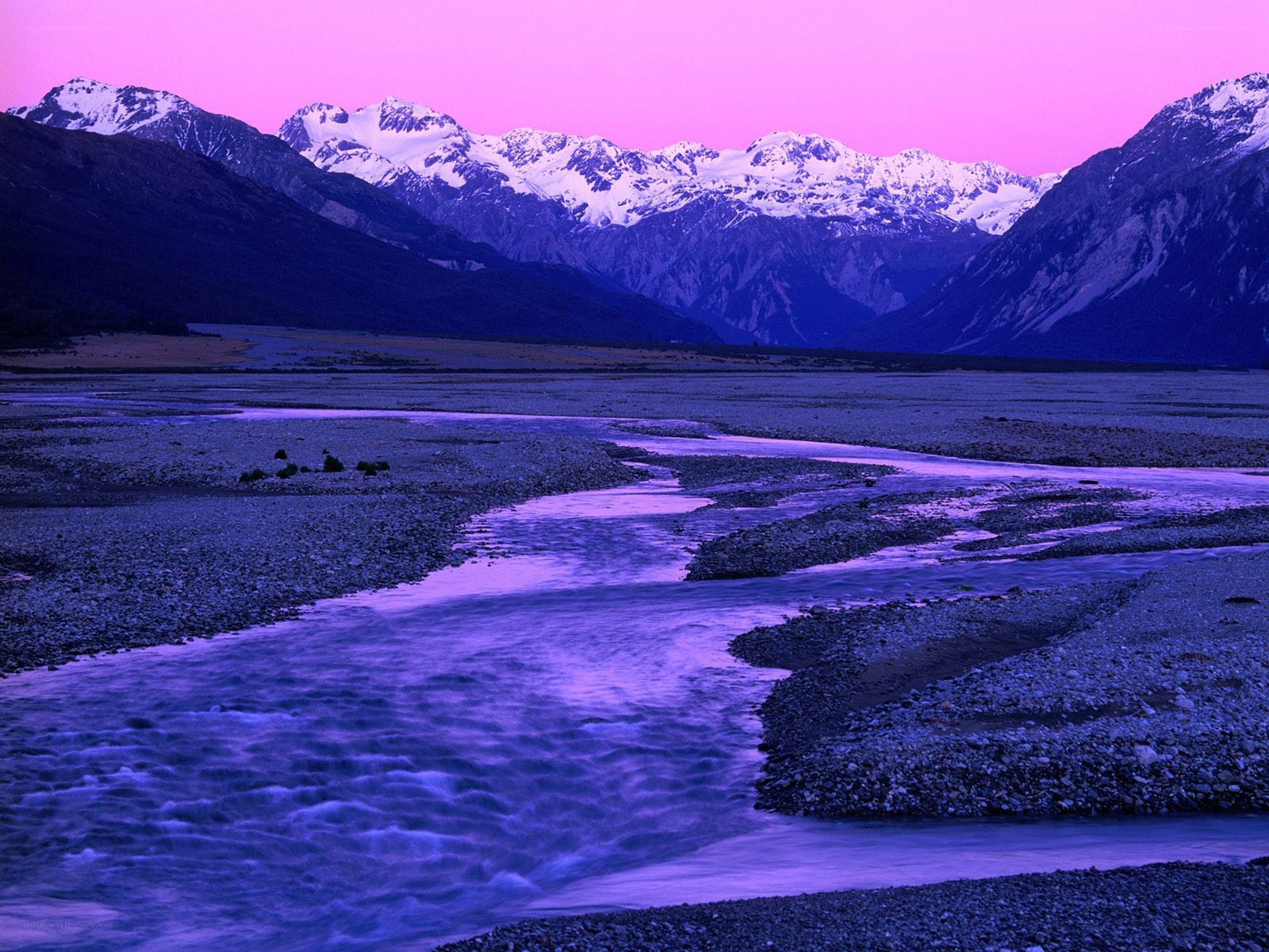 Purple river at dusk