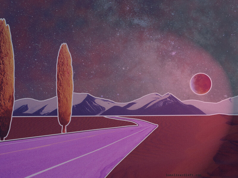 Purple Road in Desert