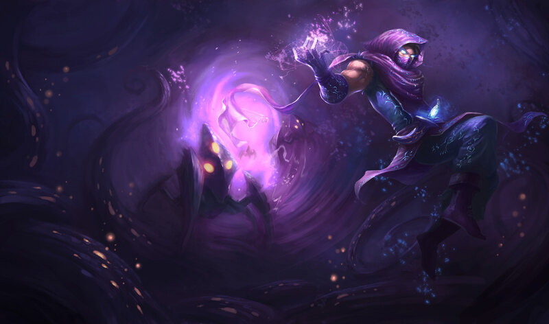purple-robed spellcaster in action