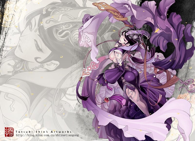 Purple-robed warrior with snake