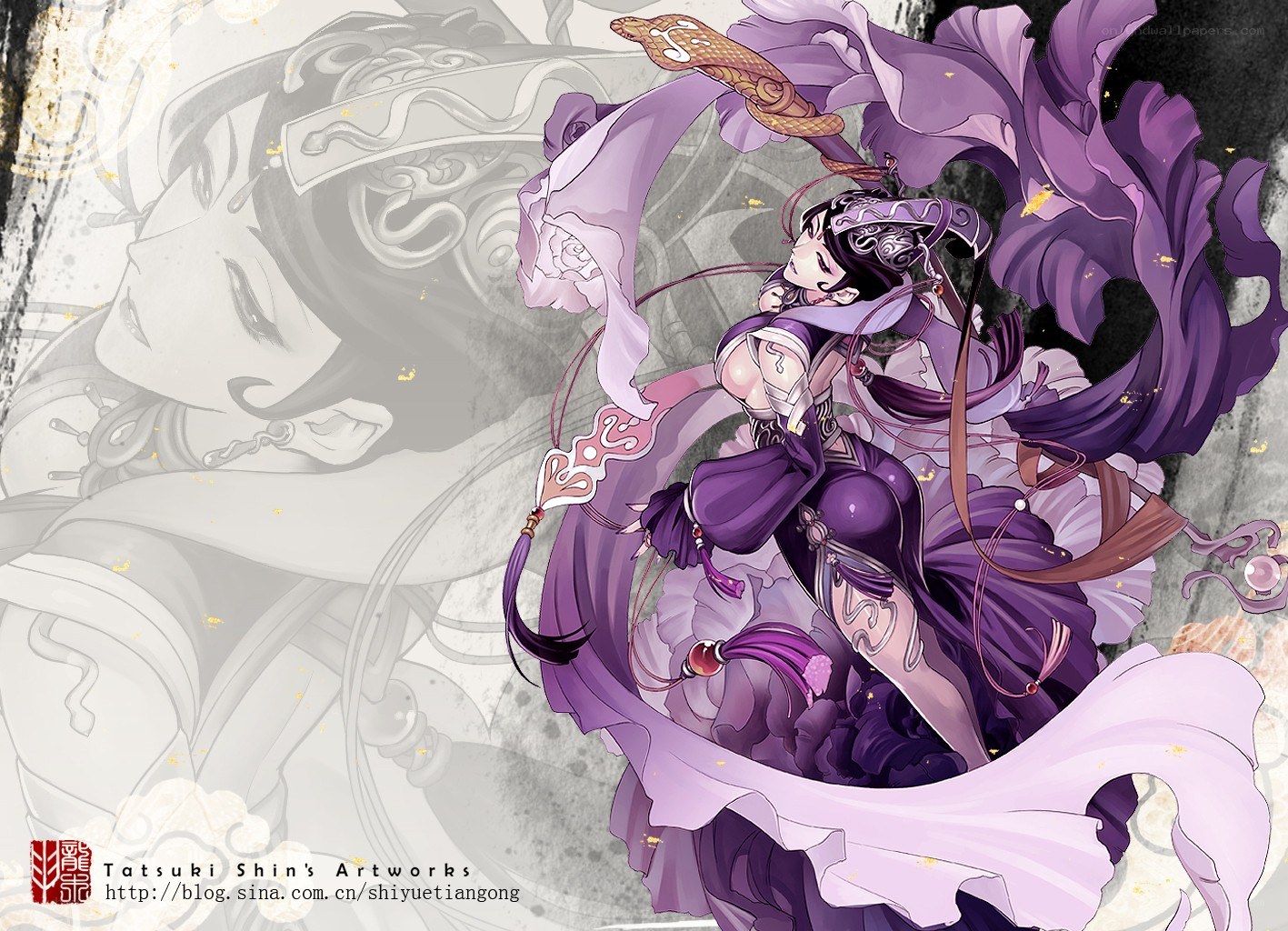 Purple-robed warrior with snake