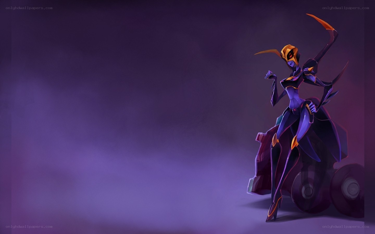 purple robotic insectoid character