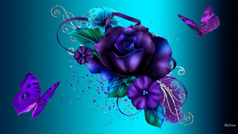 Purple Rose Bouquet — Blue