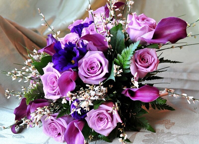 Purple Rose Bouquet — Calm, Photograph, Calla Lilies