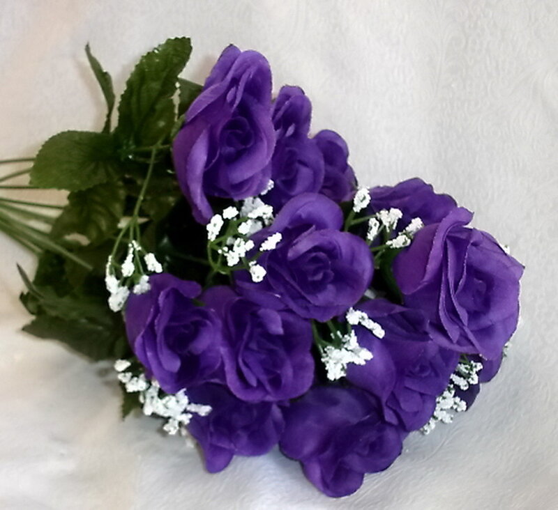 Purple Rose Bouquet — Calm, Photograph, Green Leaves