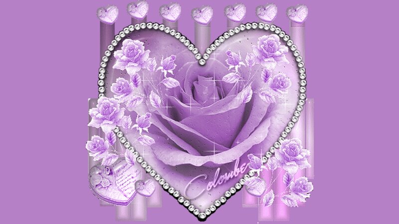 Purple Rose in Heart — Romantic, Digital Art