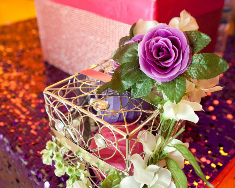Purple Rose in Wire Box