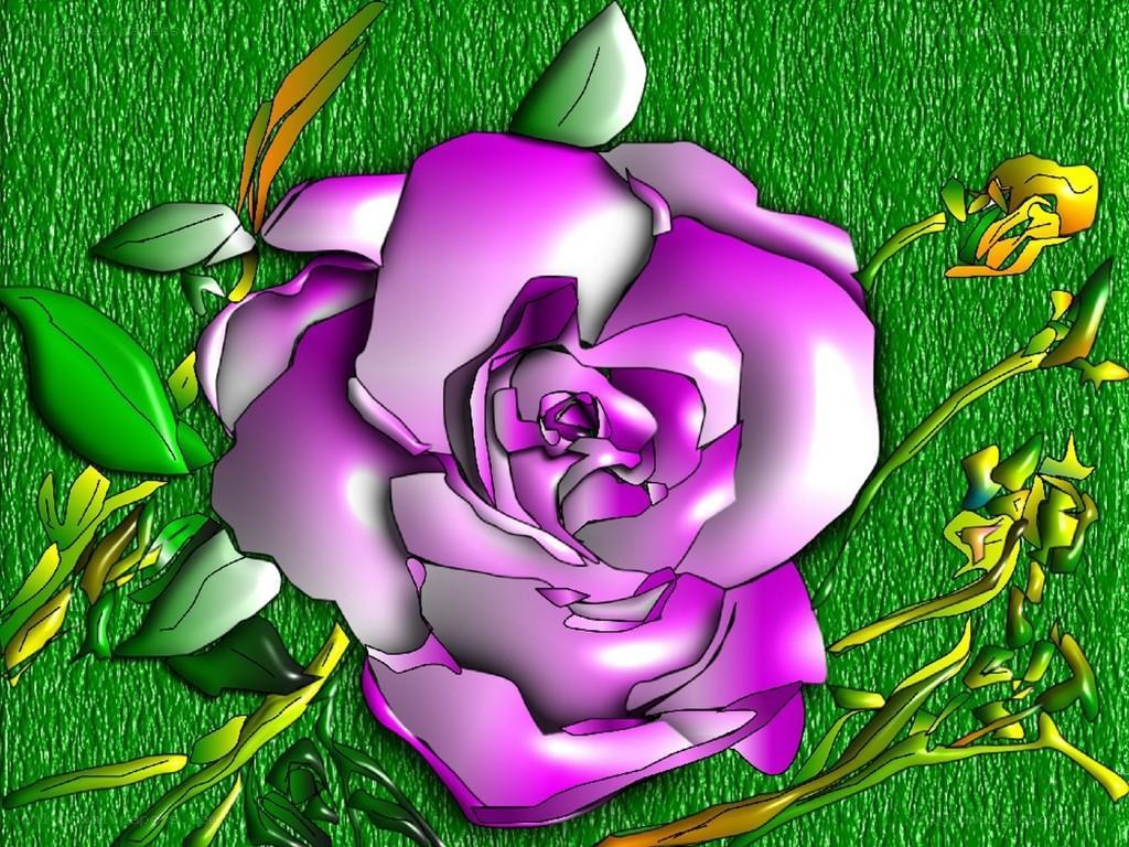 purple rose on green background