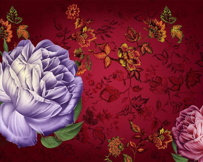 Purple Rose on Patterned Background
