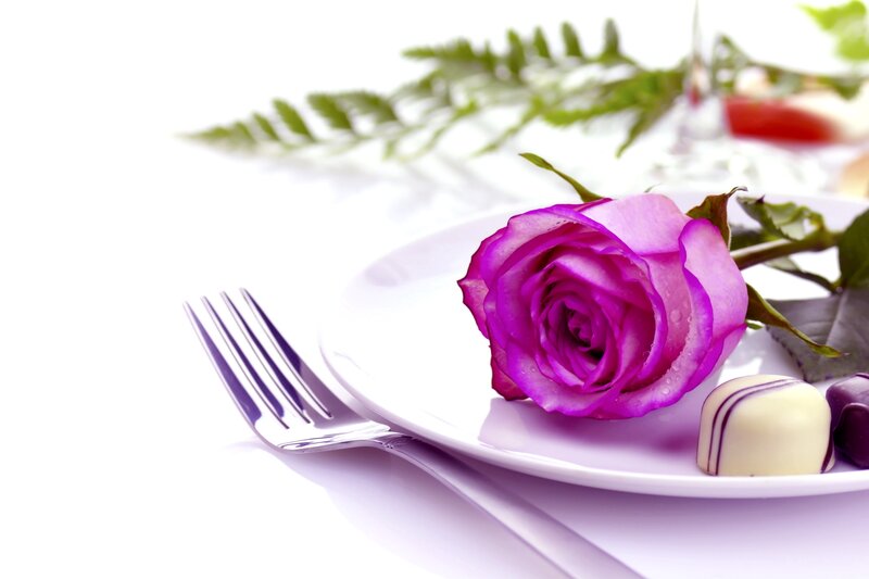Purple Rose on Plate