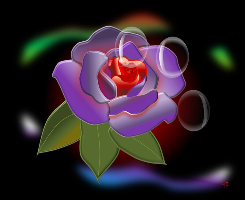 Purple Rose with Bubbles