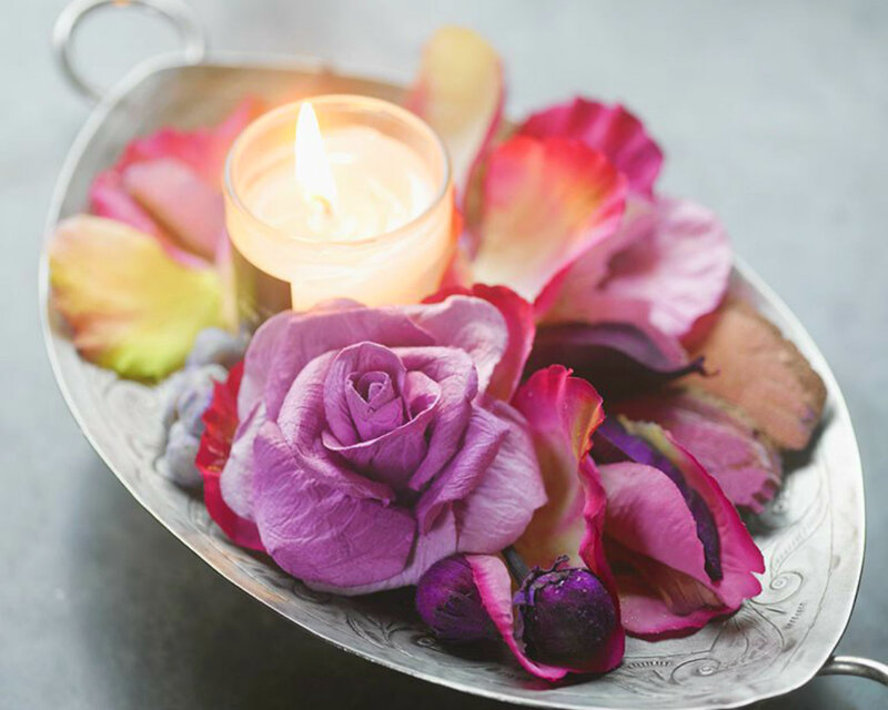 Purple Rose with Candle