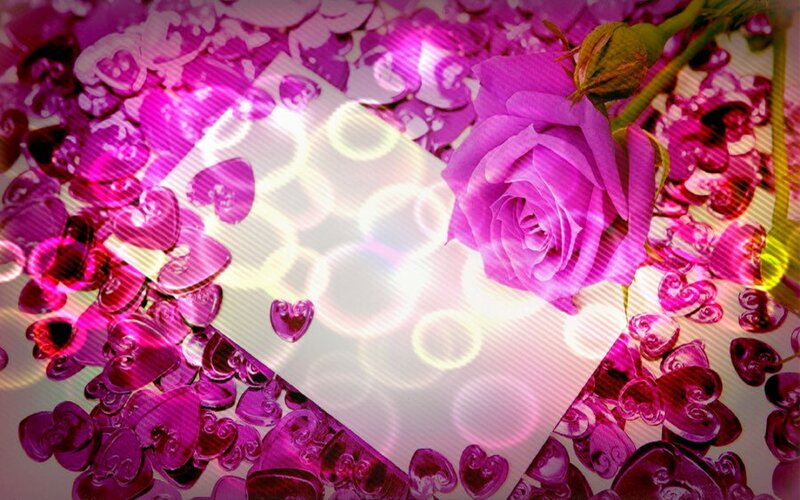 Purple Rose with Hearts — Pink
