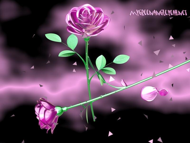 Purple Rose with Leaves