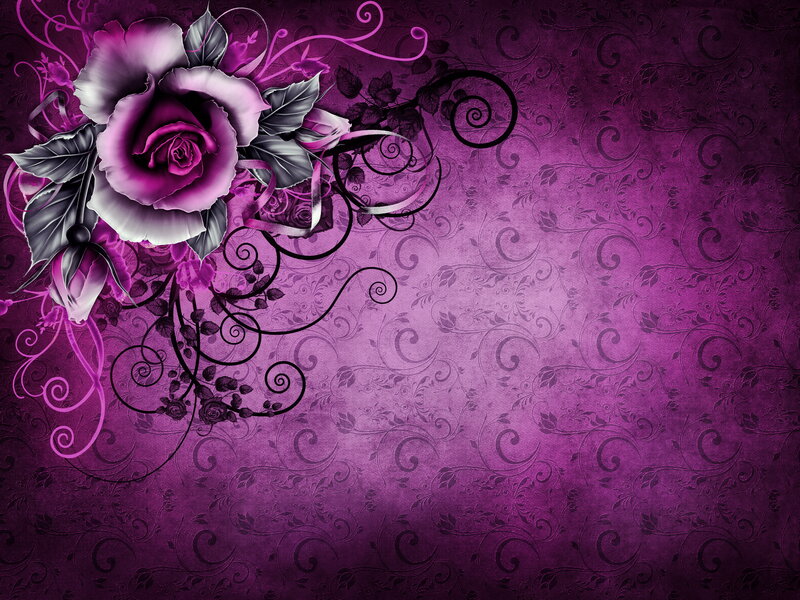 Purple Rose with Swirls — Elegant, Digital Art