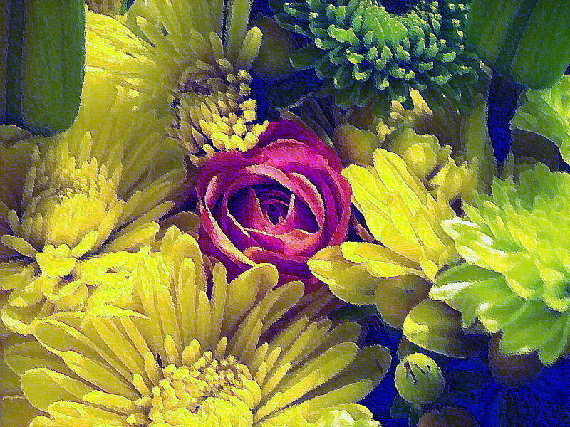 Purple Rose with Yellow Flowers