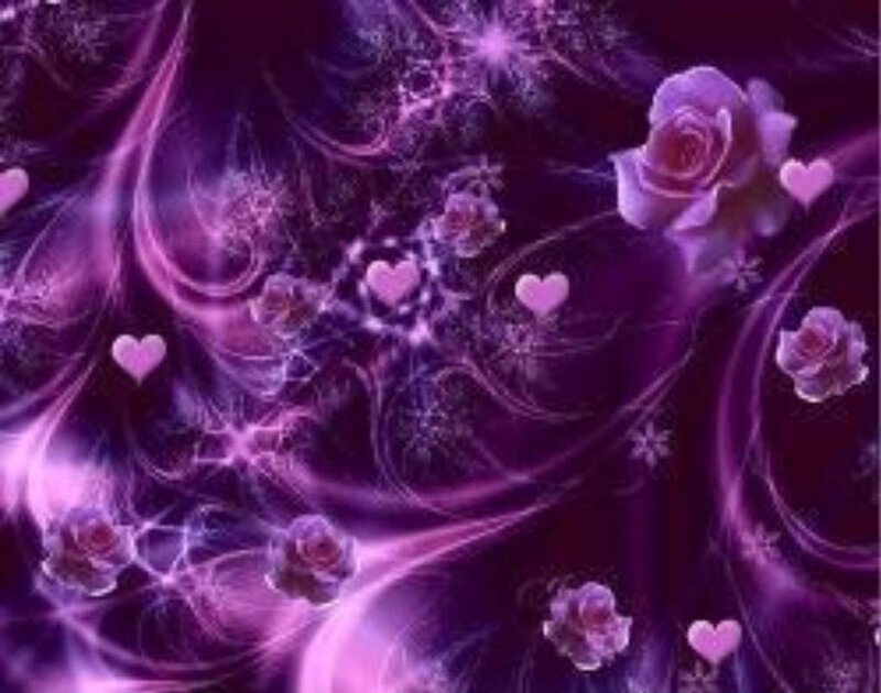 purple roses and hearts