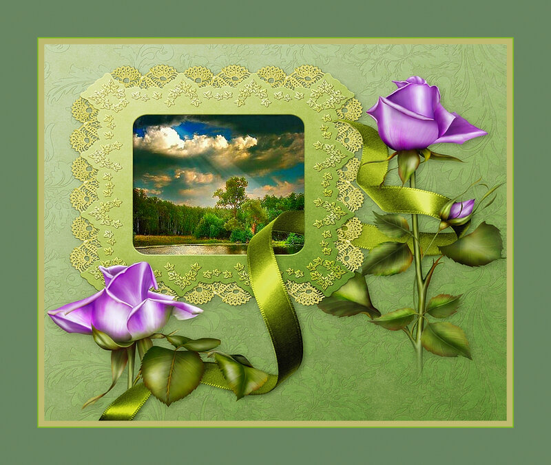 Purple Roses and Landscape
