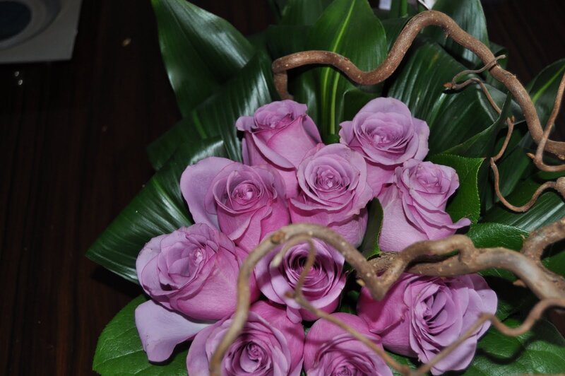 Purple Roses in Arrangement