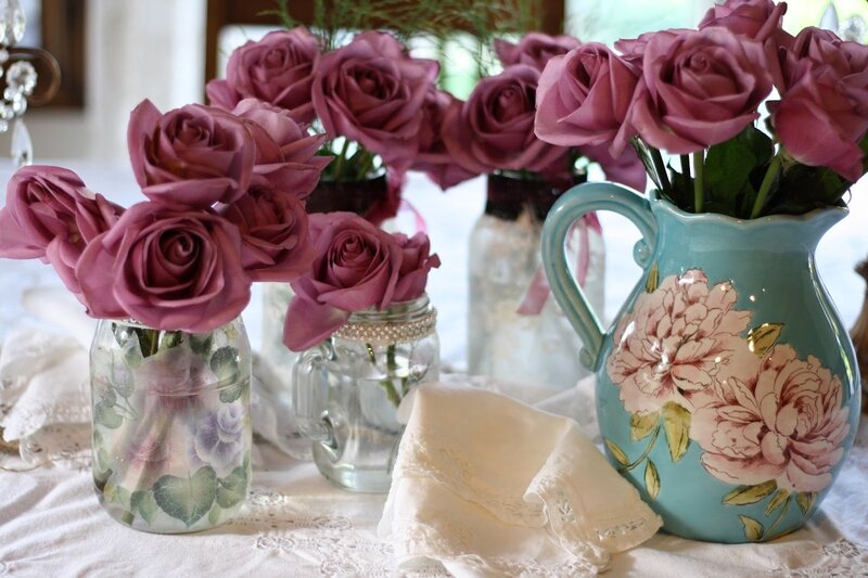 Purple Roses in Vases