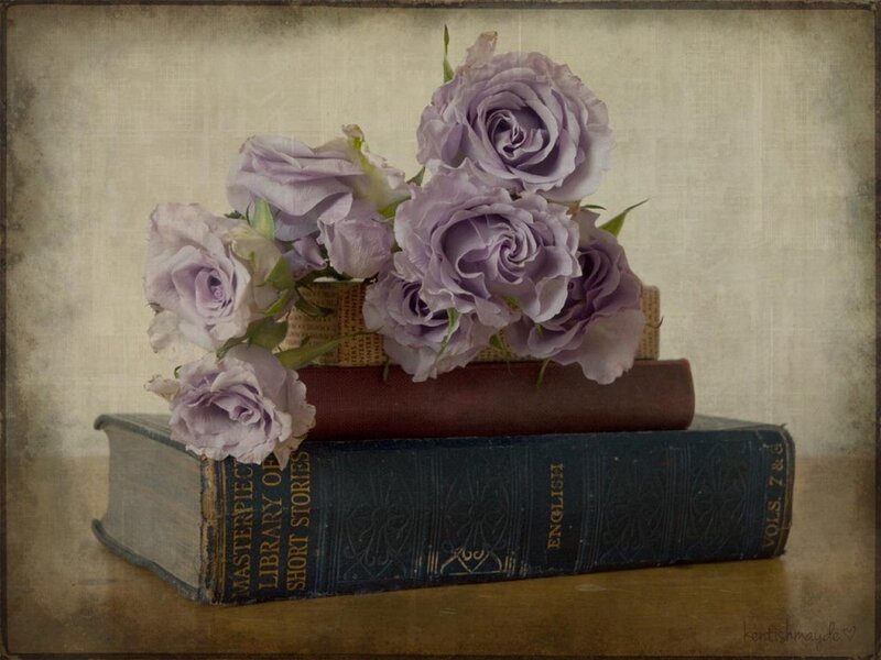 Purple Roses on Books