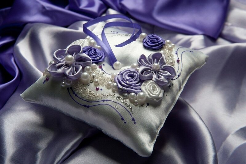 Purple Satin Ring Pillow