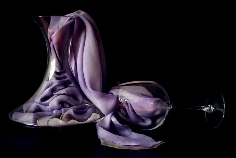 Purple Scarf in Glassware