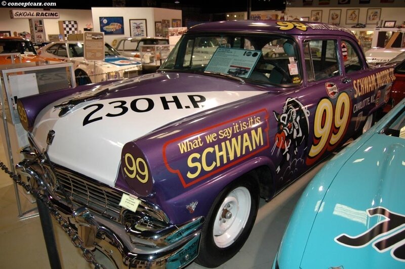 Purple Schwamm race car on display
