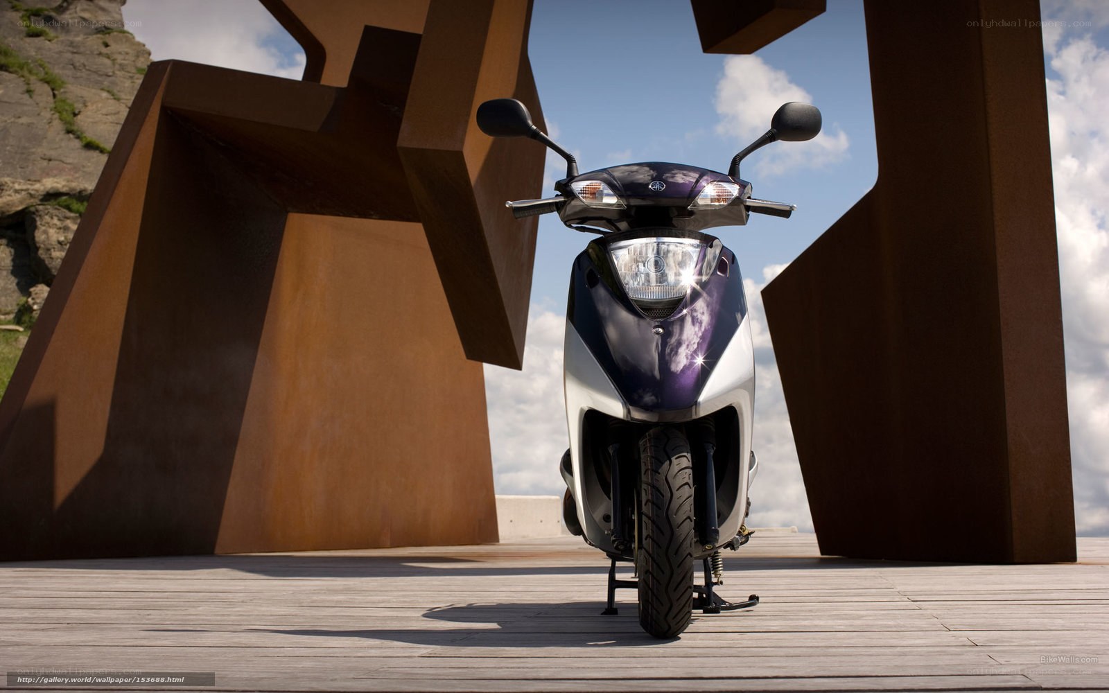 Purple scooter in sculpture