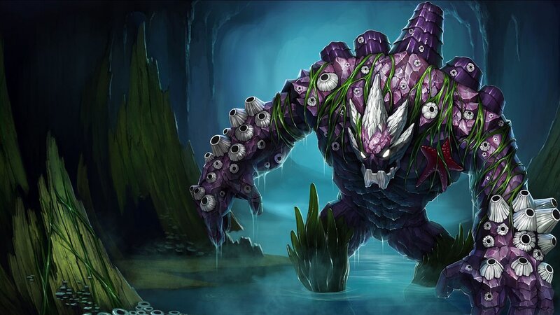 purple sea monster in cave