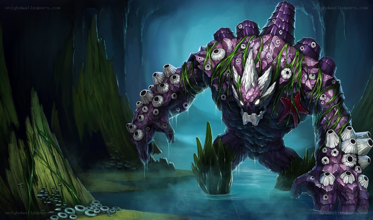 purple sea monster in cave