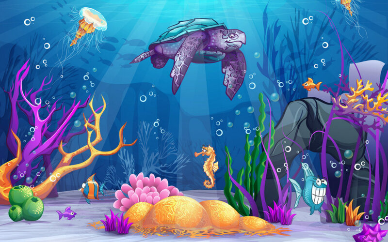 Purple Sea Turtle Underwater